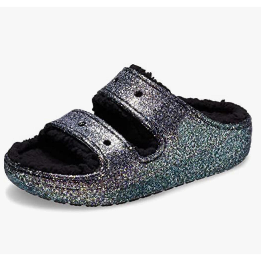 Crocs Unisex Classic Cozzzy Glitter Sliding Sandals